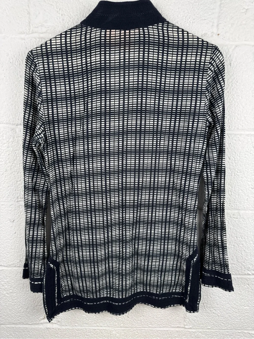 Tory Burch Navy & White Printed Cotton Tunic Blouse Size 2